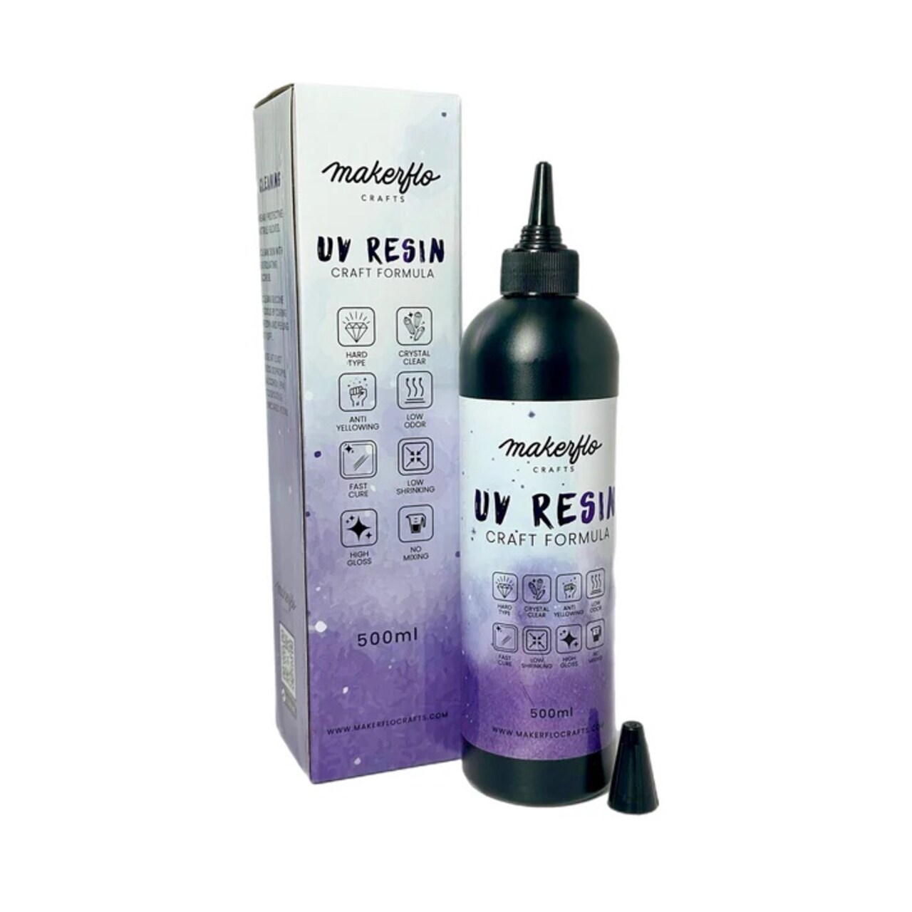 Makerflo UV Fast Curing Resin for Jewellery Making | Crystal Clear, Low Odor, Ready-to-Use, Anti- Yellowing, and Bubble Free Resin for Decoration and DIY Personalization